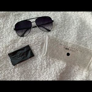 Quay X Desi Perkins Black Aviator Sunglasses